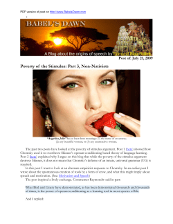 Poverty of the Stimulus: Part 3, Non-Nativists