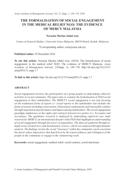 THE FORMALISATION OF SOCIAL ENGAGEMENT IN THE