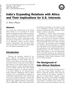 India`s Expanding Relations with Africa and Their Implications for