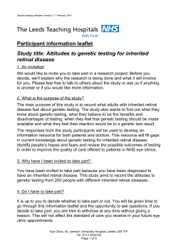 Participant information leaflet Study title: Attitudes to genetic testing