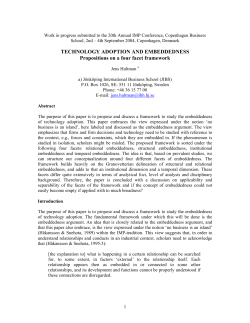 TECHNOLOGY ADOPTION AND EMBEDDEDNESS Propositions on