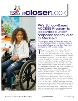 PA`s School-Based ACCESS Program is jeopardized under