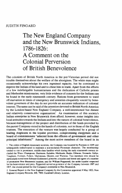 The New England Company and the New Brunswick Inidans, 1786