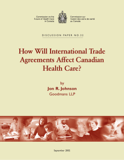 How Will International Trade Agreements Affect Canadian Health Care