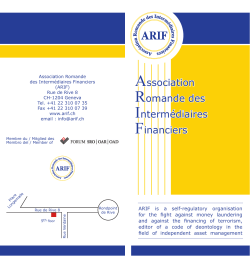 Association Romande des Interm&eacute;diaires Financiers