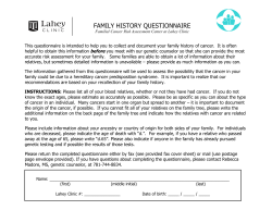FAMILY HISTORY QUESTIONNAIRE