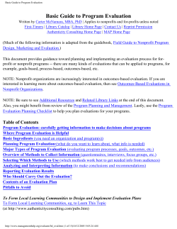 Basic Guide to Program Evaluation