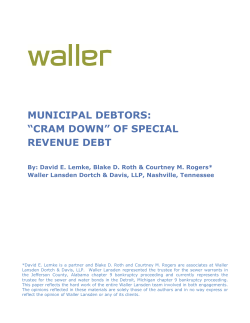 municipal debtors: &ldquo;cram down&rdquo; of special revenue debt