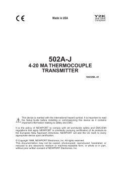 502A-J - 4-20 mA Thermocouple Transmitter Manual
