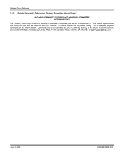 Ontario Commodity Futures Act Advisory Committee Interim Report