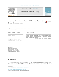 A connection between Jacobi&ndash;Stirling numbers and Bernoulli