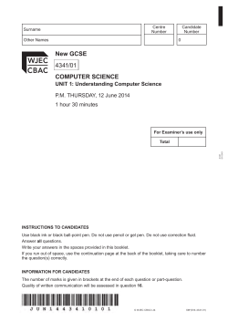 New GCSE 4341/01 COMPUTER SCIENCE