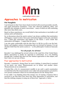 Approaches to metrication - Nonpartisan Education Review