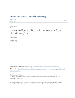 Reversal of Criminal Cases in the Supreme Court of California, The