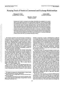 Keeping Track of Needs in Communal and Exchange Relationships