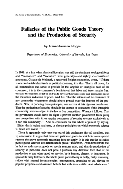 Fallacies of the Public Goods Theory and the Production of Security