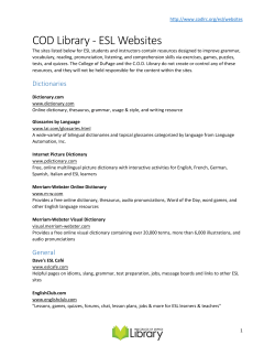 ESL Website Handout - College of DuPage Library