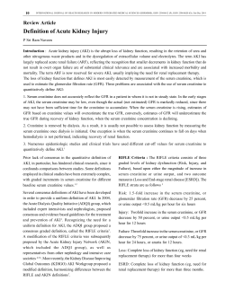 Definition of Acute Kidney Injury