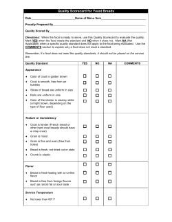 Quality Scorecard for Yeast Breads