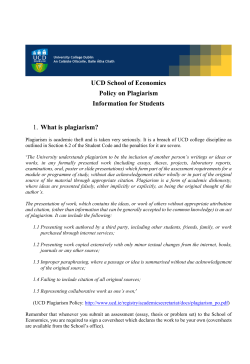 What is plagiarism? - University College Dublin