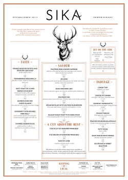 Sika Dinner Menu - Powerscourt Hotel