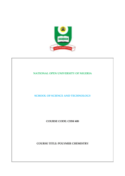 CHM 408 Polymer Chemistry II - National Open University of Nigeria