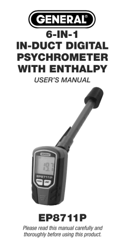 6-in-1 in-duct digital psychrometer with enthalpy ep8711p