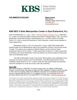 KBS REIT II Sells Metropolitan Center in East Rutherford, N.J.