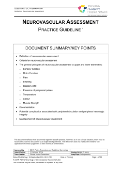 Neurovascular Assessment - The Sydney Children`s Hospitals