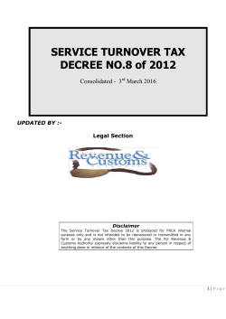SERVICE TURNOVER TAX DECREE NO.8 of 2012