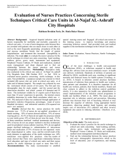 Evaluation of Nurses Practices Concerning Sterile Techniques