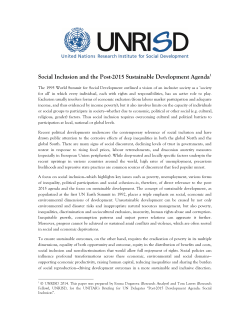 Social Inclusion and the Post-2015 Sustainable Development