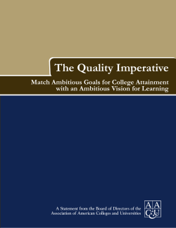 The Quality Imperative: Match Ambitious Goals for College