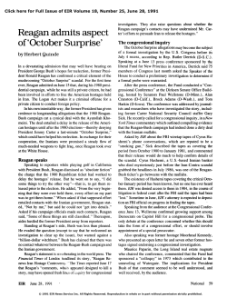 Reagan Admits Aspect of `October Surprise`