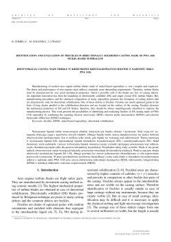 Identification and Evaluation of Freckles in Directionally Solidified