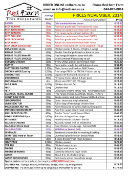 PRICES NOVEMBER, 2014 - Red Barn Free Range Chicken