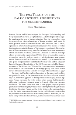 The 1934 Treaty of the Baltic Entente: perspectives for understanding