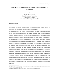 estimate of multipliers for the puerto rican economy