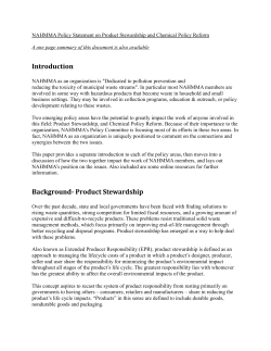 NAHMMA`s Policy Statement on Chemical and Product Policy Reform
