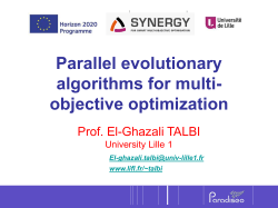 Parallel evolutionary algorithms for multi- objective