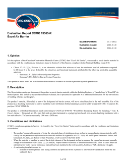Evaluation Report CCMC 13565-R: Excel Air Barrier