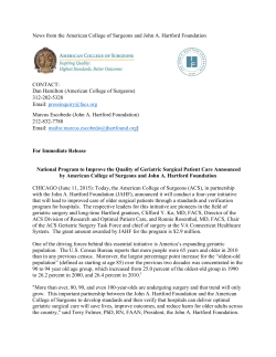 News from the American College of Surgeons and John A. Hartford