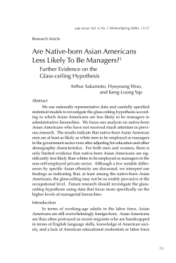 Are Native-born Asian Americans Less Likely To Be Managers?1
