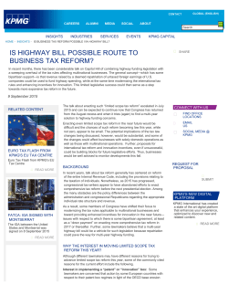 Is highway bill a route for business tax reform? | KPMG | GLOBAL