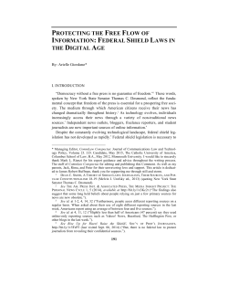 Protecting the Free Flow of Information: Federal Shield Laws in the