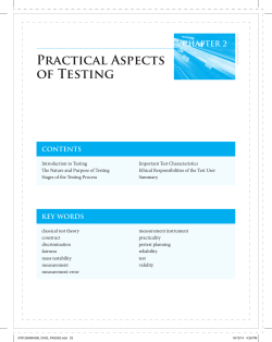 Practical aspects of testing