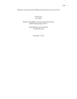 Disruptive Innovation: Risk-Shifting and Precarity in the Age of Uber