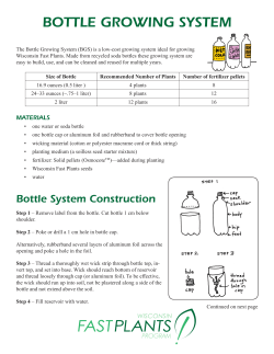 Bottle GrowinG systeM - Wisconsin Fast Plants