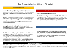 Text Complexity Analysis of Night by Elie Weisel