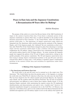 Peace in East Asia and the Japanese Constitution: A